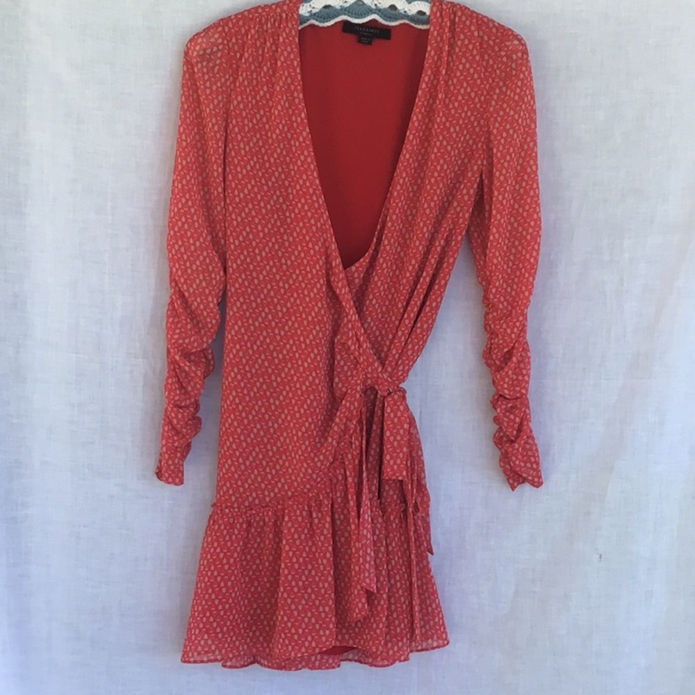 All Saints Chiffon Wrap Mini Dress size XS